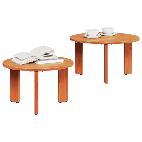 vidaXL Coffee Table Set 2 pcs Wax brown 47.5 x 47.5 x 27 cm