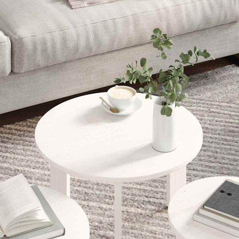 vidaXL Coffee Table 3 pcs White 47.5 x 47.5 x 27 cm Solid pine wood
