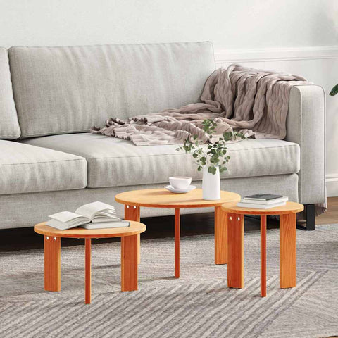 vidaXL Coffee Table 3 pcs Wax brown 47.5 x 47.5 x 27 cm