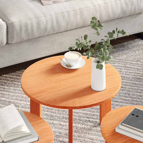 vidaXL Coffee Table 3 pcs Wax brown 47.5 x 47.5 x 27 cm