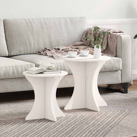 vidaXL Coffee Table 2 pcs White 46 x 46 x 47 cm Solid pine wood