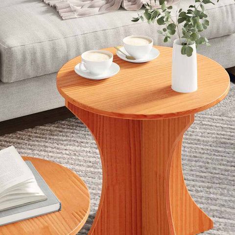 vidaXL Coffee Table 2 pcs Wax brown 46 x 46 x 47 cm Solid pine wood