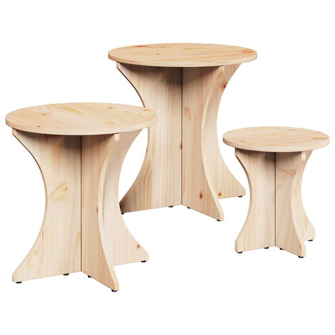 vidaXL Coffee Table 3 pcs Natural Solid pine wood