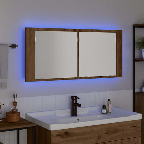 vidaXL LED Mirror Cabinet Artisan oak 100 x 12 x 45 cm Engineered Wood