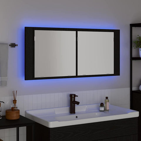 vidaXL LED Mirror Cabinet Black oak 100 x 12 x 45 cm Engineered Wood