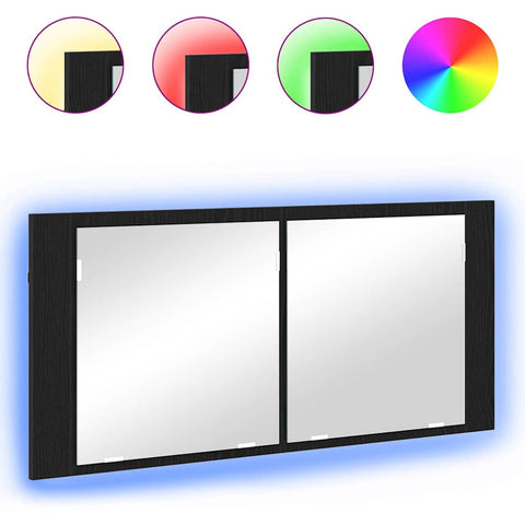 vidaXL LED Mirror Cabinet Black oak 100 x 12 x 45 cm Engineered Wood