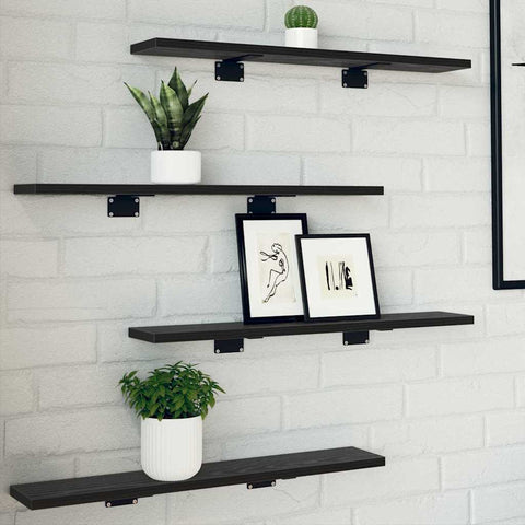 vidaXL Bookshelf Shelves - 4 Pack in Black Oak, 60x10x1.5 cm - Made from Engineered Wood