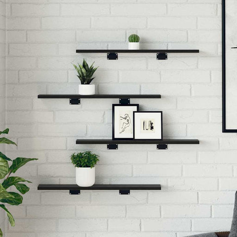 vidaXL Bookshelf Shelves - 4 Pack in Black Oak, 60x10x1.5 cm - Made from Engineered Wood