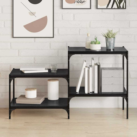 vidaXL Shelf with Shelf with Storage 4 pcs Black Particle board