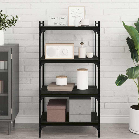 vidaXL Shelf with Shelf with Storage 4 pcs Black Particle board