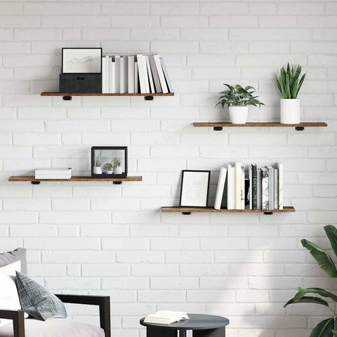 vidaXL Shelf with Shelf with Storage 4 pcs Brown Particle board