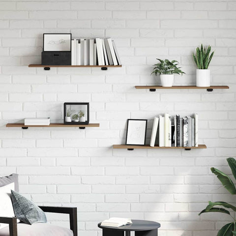 vidaXL Shelf with Shelf with Storage 4 pcs Brown Particle board