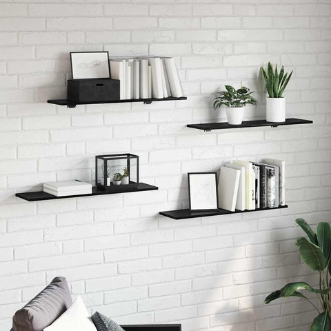 vidaXL Bookshelf Board 4 pcs Black 80 x 20 x 1.5 cm Engineered Wood