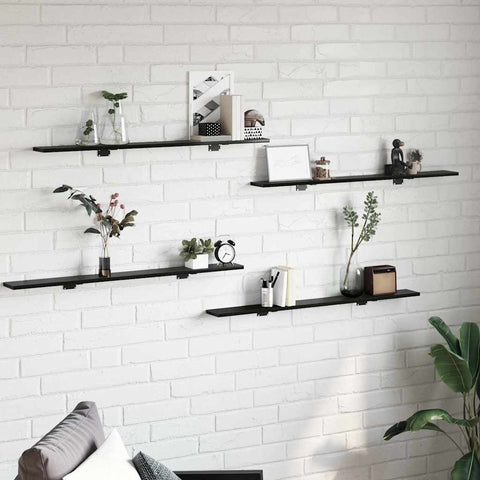 vidaXL Shelf with Shelf with Storage 4 pcs Black Particle board