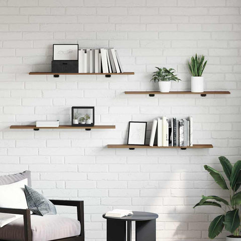 vidaXL Shelf with Shelf with Storage 4 pcs Brown Particle board