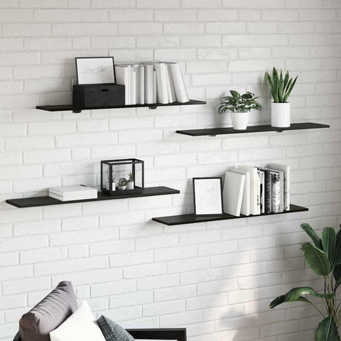 vidaXL Shelf with Shelf with Storage 4 pcs Black Particle board