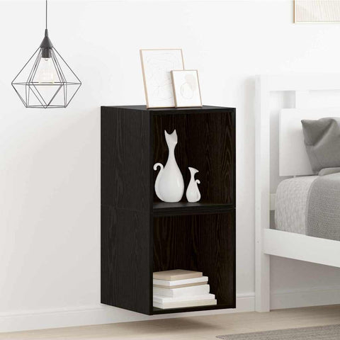 vidaXL Wall Cabinet 2 pcs Black Oak 37 x 37 x 37 cm Engineered wood