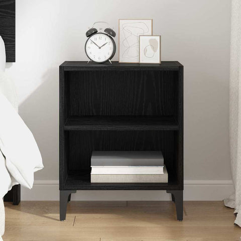 vidaXL Bedside Cabinet Black oak 40 x 30 x 50 cm Engineered wood