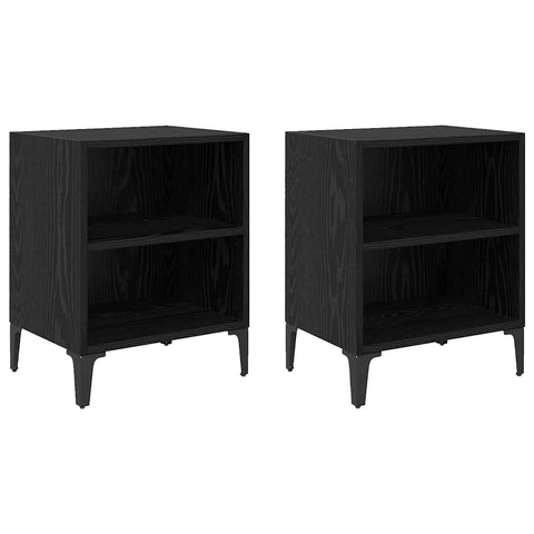 vidaXL Bedside Cabinet 2 pcs Black oak 40 x 30 x 50 cm Engineered wood