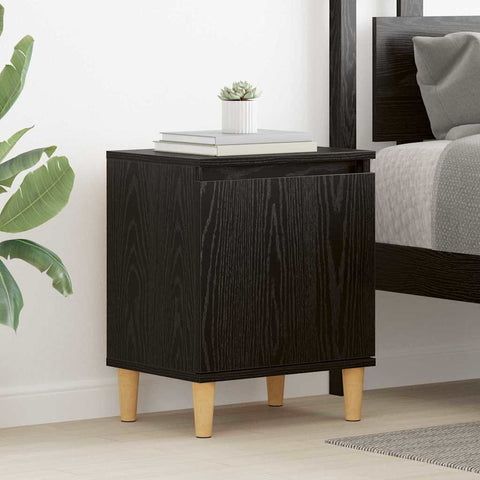 vidaXL Bedside Cabinet Black oak 40 x 30 x 50 cm Engineered wood