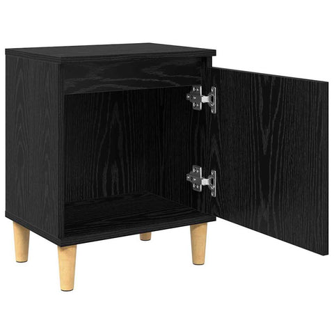 vidaXL Bedside Cabinet Black oak 40 x 30 x 50 cm Engineered wood