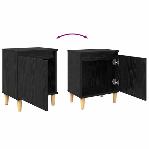 vidaXL Bedside Cabinet Black oak 40 x 30 x 50 cm Engineered wood