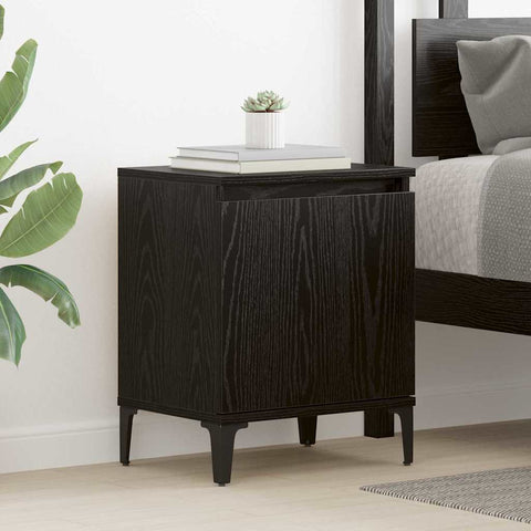 vidaXL Bedside Cabinet Black oak 40 x 30 x 50 cm Engineered wood