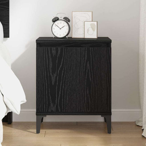 vidaXL Bedside Cabinet Black oak 40 x 30 x 50 cm Engineered wood