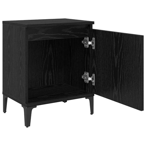 vidaXL Bedside Cabinet Black oak 40 x 30 x 50 cm Engineered wood
