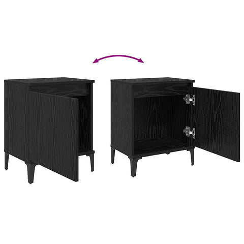 vidaXL Bedside Cabinet Black oak 40 x 30 x 50 cm Engineered wood