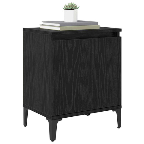 vidaXL Bedside Cabinet Black oak 40 x 30 x 50 cm Engineered wood