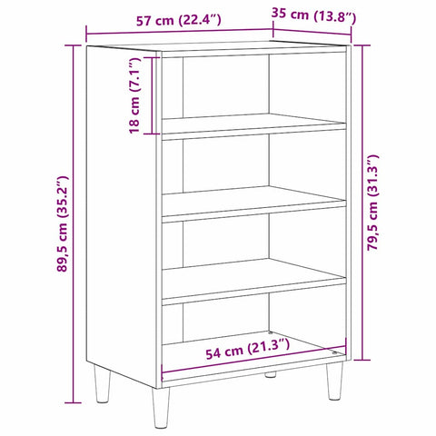 vidaXL Sideboard with Shelf Old wood 57 x 35 x 90 cm Engineered wood