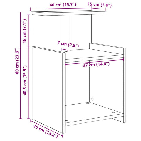 vidaXL Bed Cabinet Old wood 40 x 35 x 60 cm Particle board