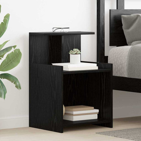 vidaXL Bedside Cabinet 2 pcs Black oak 40 x 35 x 60 cm Engineered wood