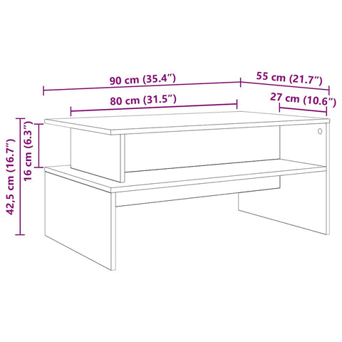 vidaXL Coffee Table Black oak 90 x 55 x 42.5 cm Engineered wood