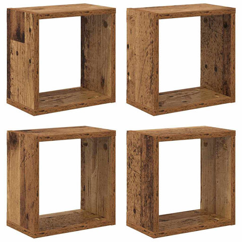 vidaXL Wall Shelves 4 pcs Old wood 26 x 15 x 26 cm Engineered wood