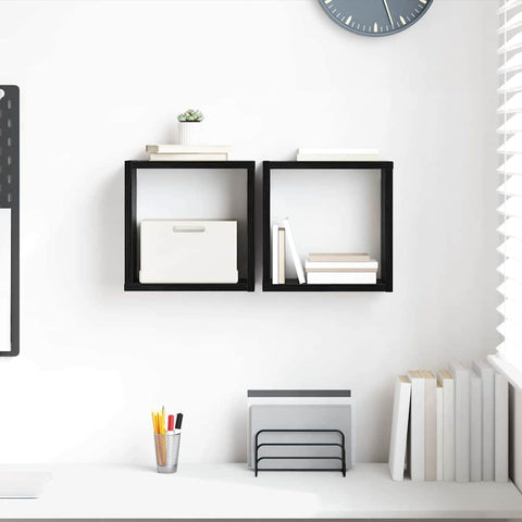vidaXL Wall Shelves 2 pcs Black Oak 26 x 15 x 26 cm Engineered wood