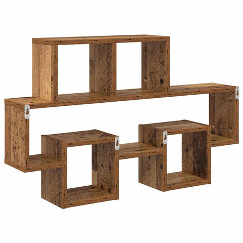 vidaXL Wall Shelf with Shelf Old wood 82 x 15 x 51 cm Engineered wood