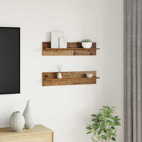 vidaXL Wall Shelves 2 pcs Old wood 80 x 11.5 x 18 cm Engineered wood