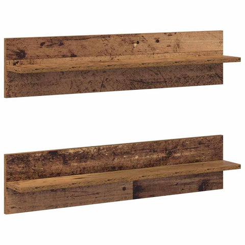 vidaXL Wall Shelves 2 pcs Old wood 80 x 11.5 x 18 cm Engineered wood
