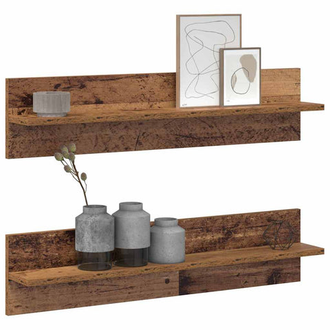 vidaXL Wall Shelves 2 pcs Old wood 80 x 11.5 x 18 cm Engineered wood