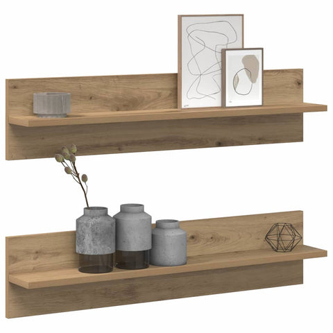 vidaXL Wall Shelves with Shelf 2 pcs Artisan oak 80 x 11.5 x 18 cm