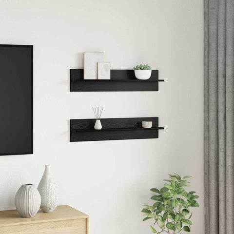 vidaXL Wall Shelves 2 pcs Black oak 80 x 11.5 x 18 cm Engineered wood