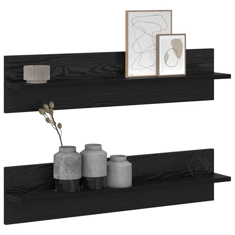 vidaXL Wall Shelves 2 pcs Black oak 80 x 11.5 x 18 cm Engineered wood