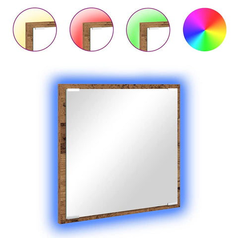 vidaXL LED Bathroom Mirror Old wood 40 x 8.5 x 37 cm Engineered Wood