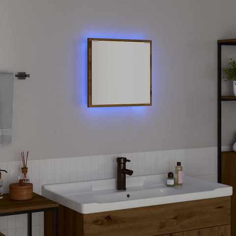 vidaXL LED Bathroom Mirror Wall-mounted Artisan oak 40 x 8.5 x 37 cm