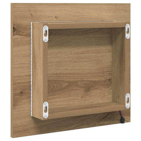 vidaXL LED Bathroom Mirror Wall-mounted Artisan oak 40 x 8.5 x 37 cm
