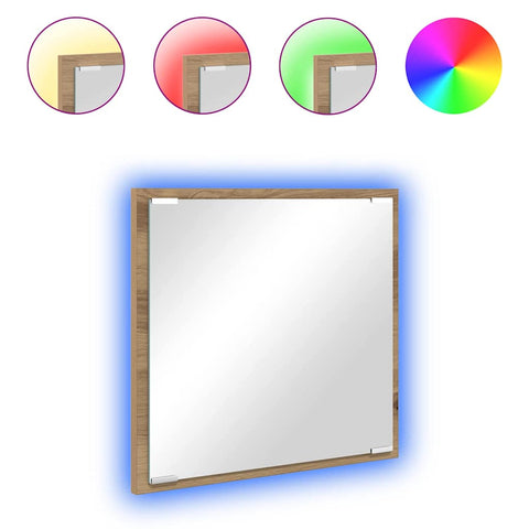 vidaXL LED Bathroom Mirror Wall-mounted Artisan oak 40 x 8.5 x 37 cm