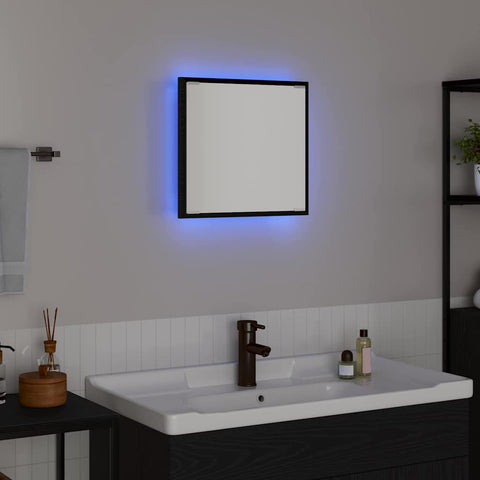vidaXL LED Bathroom Mirror Black oak 40 x 8.5 x 37 cm Engineered Wood