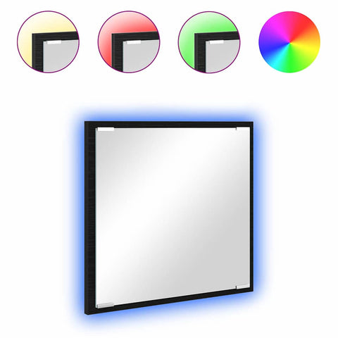 vidaXL LED Bathroom Mirror Black oak 40 x 8.5 x 37 cm Engineered Wood